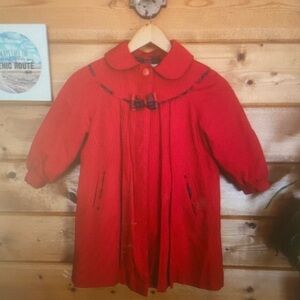 Red Women's Coat with Bow Detail